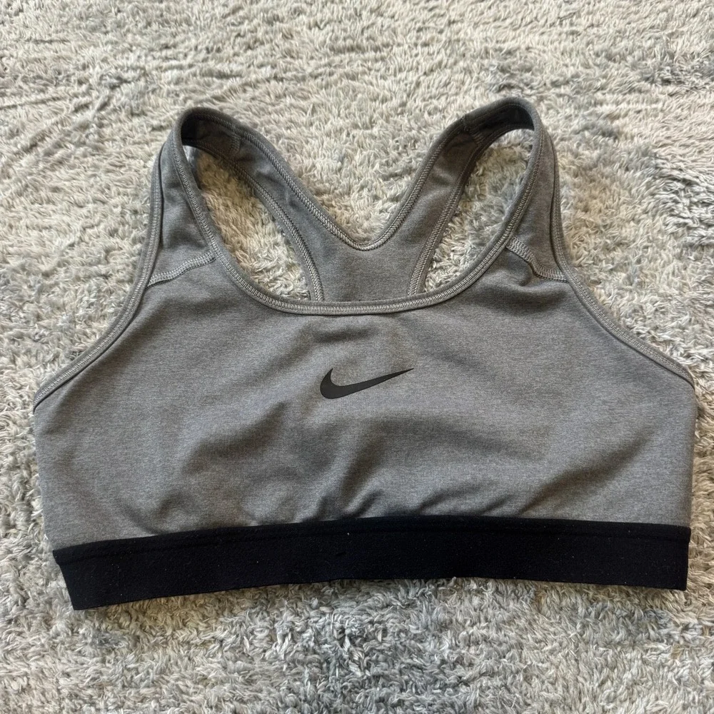 Nike Dri-FIT Swoosh Sports Bra Small Heather Gray Racerback Compression